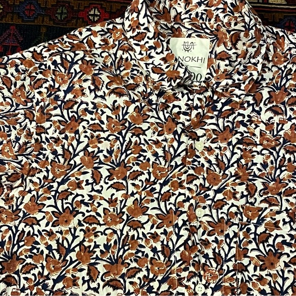 NWOT Kardo x Anokhi Hand Block Printed Cotton Floral Camp Shirt - Picture 8 of 9